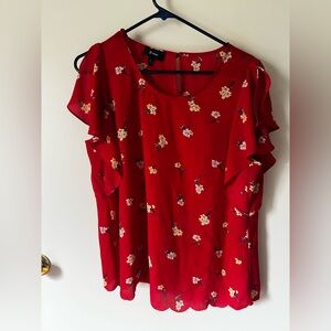 Elegant Red Floral Women's Top large